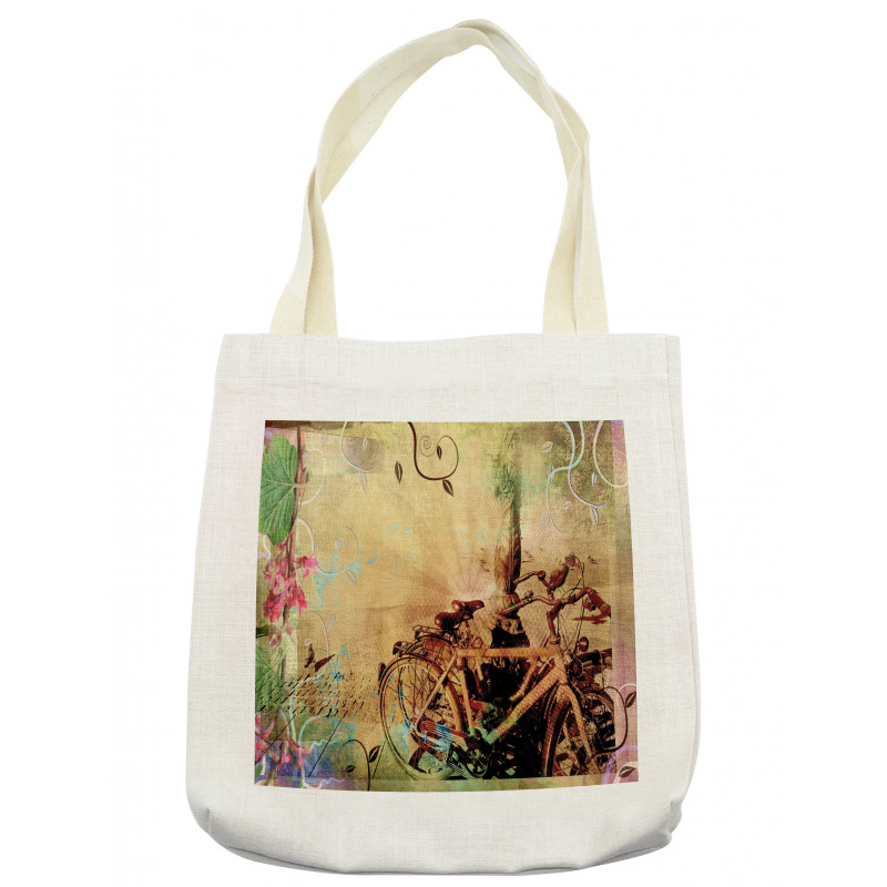 Bikes in Street Floral Tote Bag