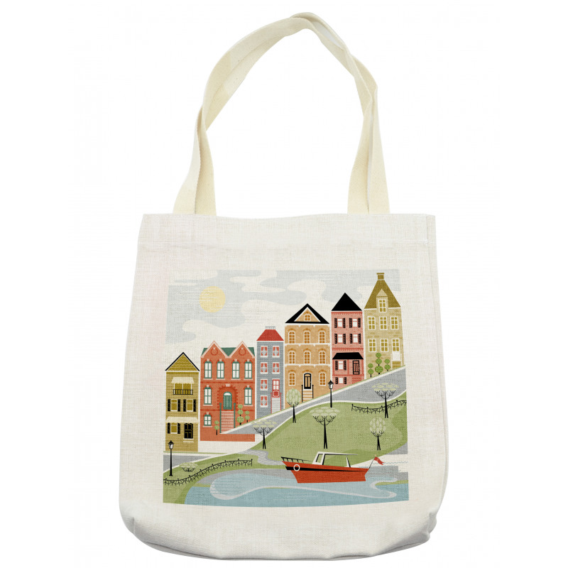 Quaint Village Street Tote Bag