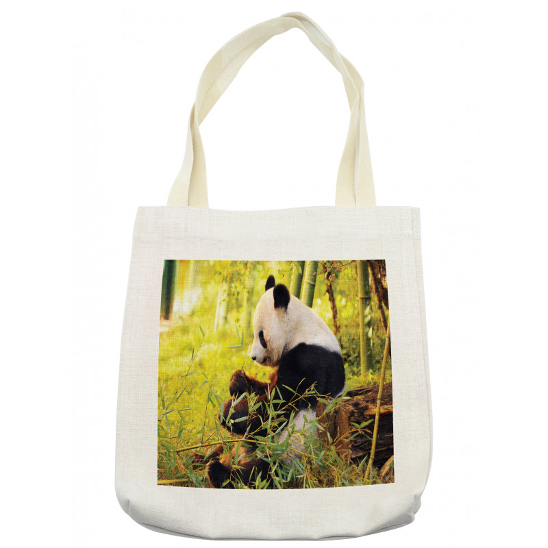 Panda Sitting in Forest Tote Bag