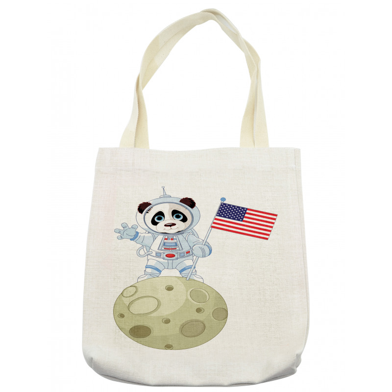 Astronaut on Moon Cartoon Tote Bag