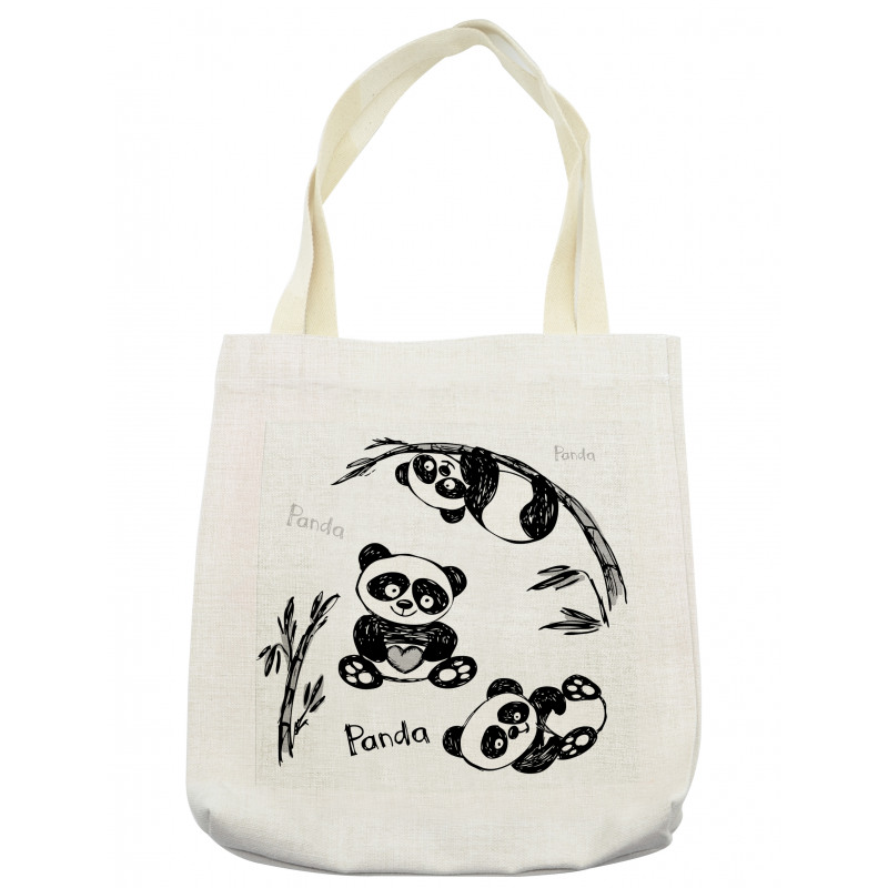 Hand Drawn Panda Poses Tote Bag