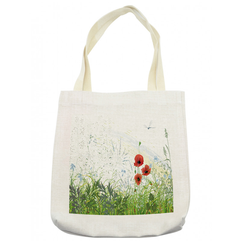 Red Poppies Dragonfly Tote Bag