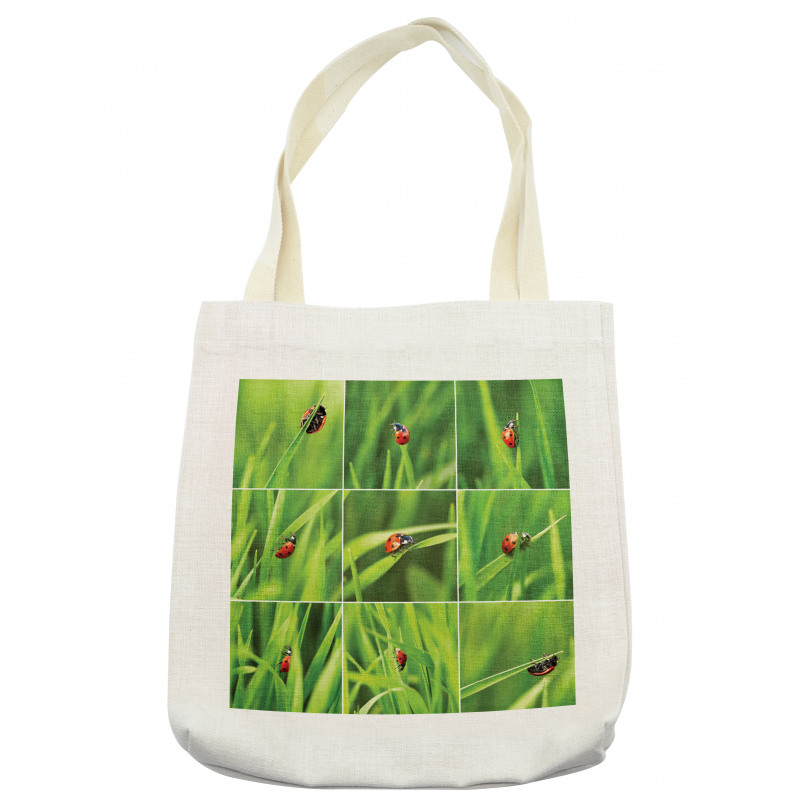 Ladybug over Fresh Grass Tote Bag