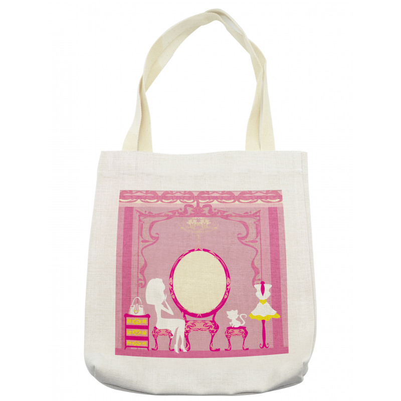 French Lady Cat Mirror Tote Bag