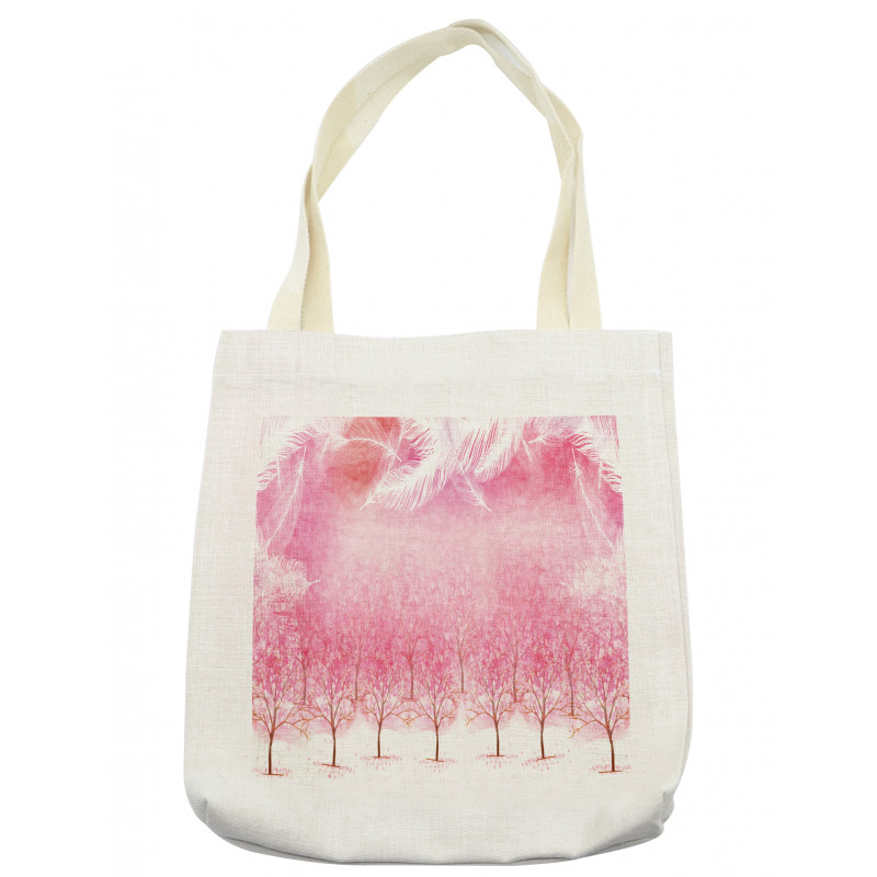 Cherry Trees Feathers Tote Bag