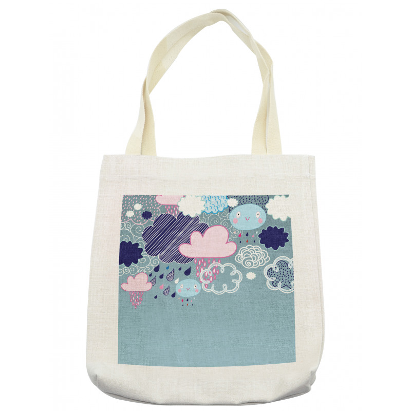 Cartoon Rain Smiley Faces Tote Bag