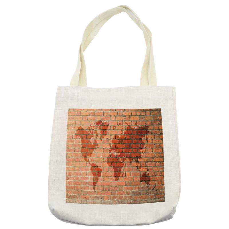 World Map on Brick Wall Tote Bag