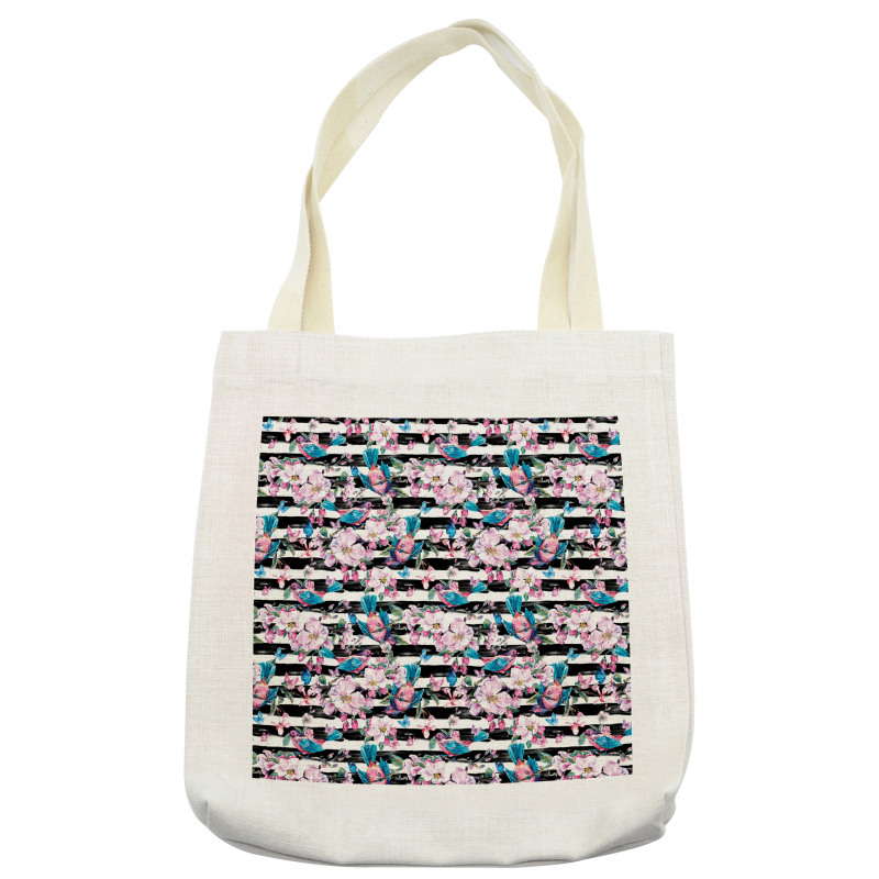 Blooming Flora Tiny Birds Tote Bag