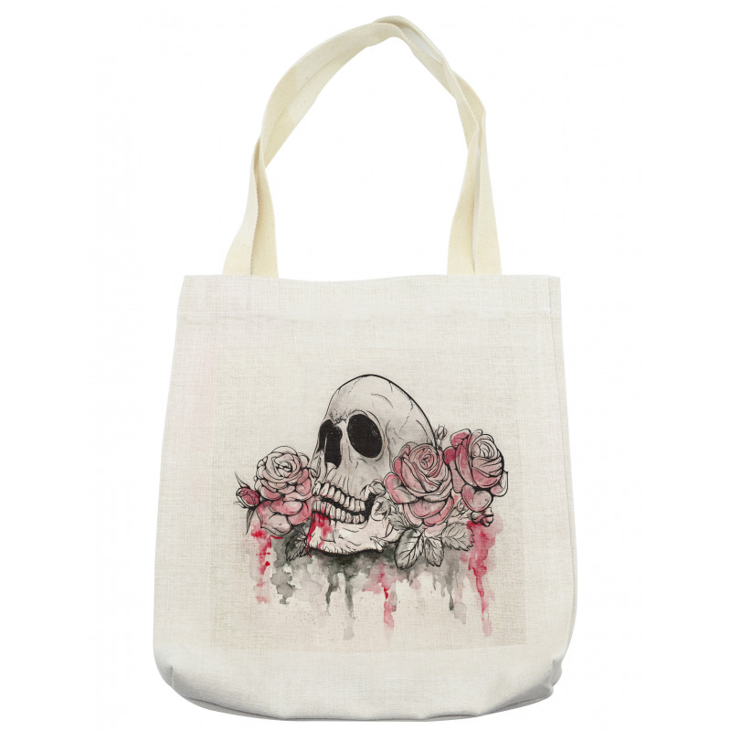 Skull Head Roses Tote Bag