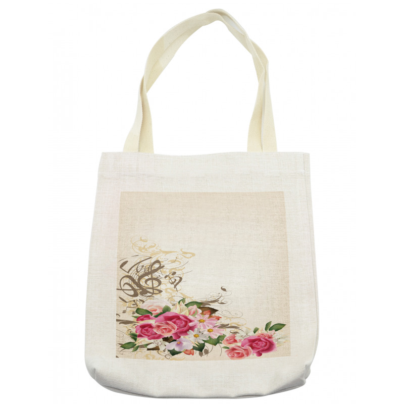 Flowers and Music Notes Tote Bag