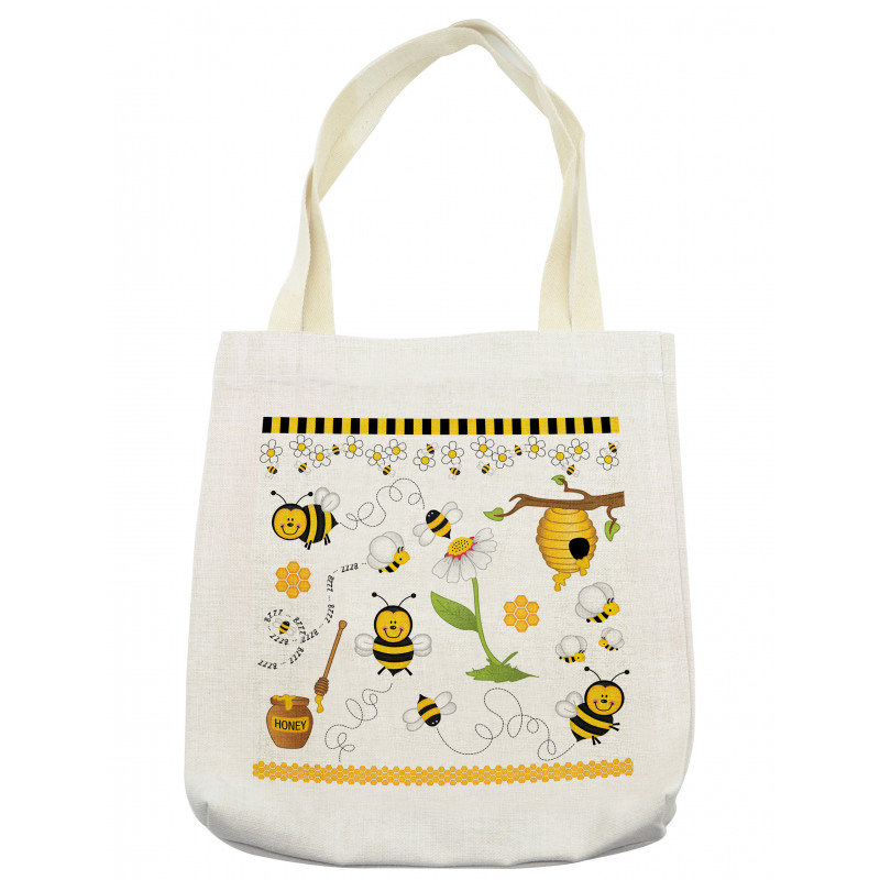 Bees Daisies Chamomile Tote Bag