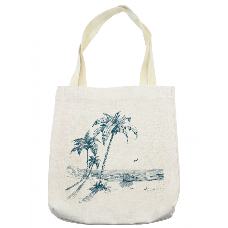 Palm Tree Boat Sketch Tote Bag