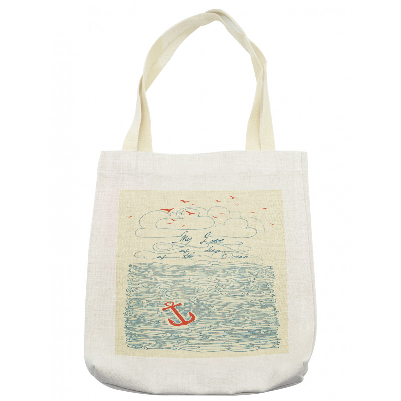 Birds and Waves Message Tote Bag