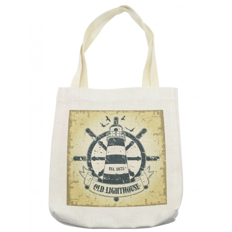 Ship Helm Wheel Retro Tote Bag