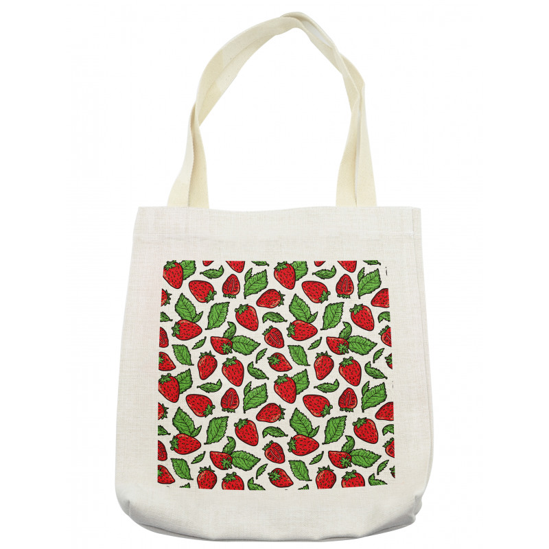 Juicy Strawberries Leaves Tote Bag