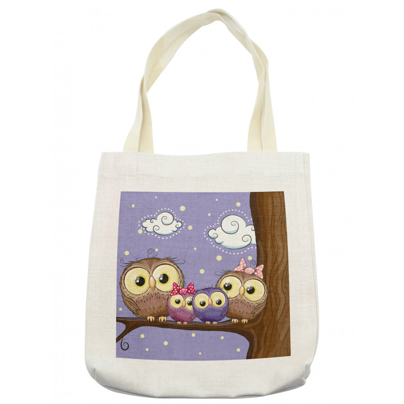 Cartoon Style Owl Family Tote Bag