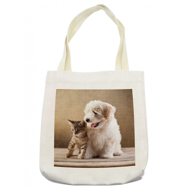 Kitten and Dog Friends Tote Bag