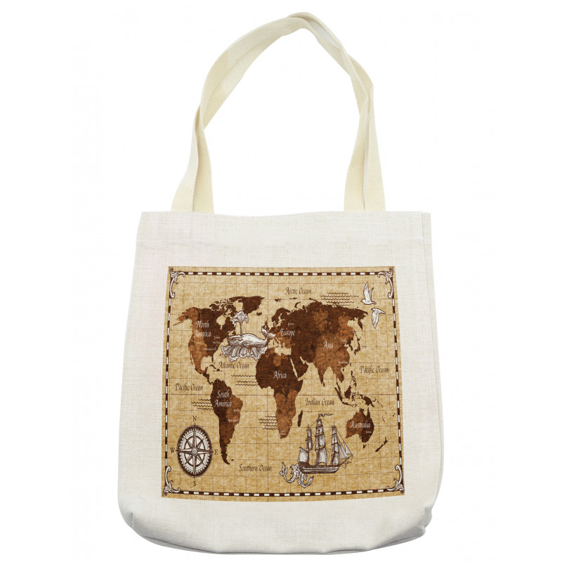 Retro Sketch World Map Tote Bag