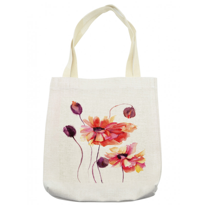 Watercolor Poppies Buds Tote Bag