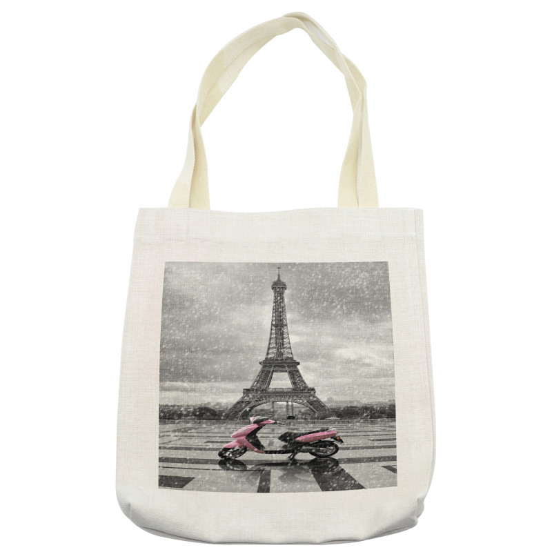 Paris Scene Moped Tote Bag