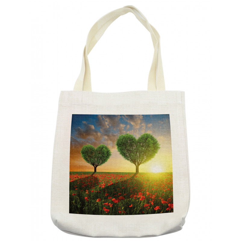 Poppies Heart Trees Tote Bag