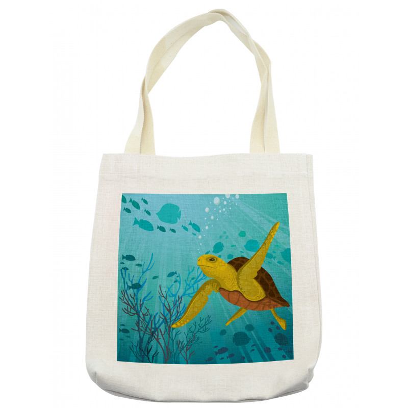 Cartoon Turtle Coral Tote Bag