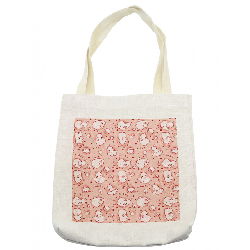 Hippo Pattern Tote Bag