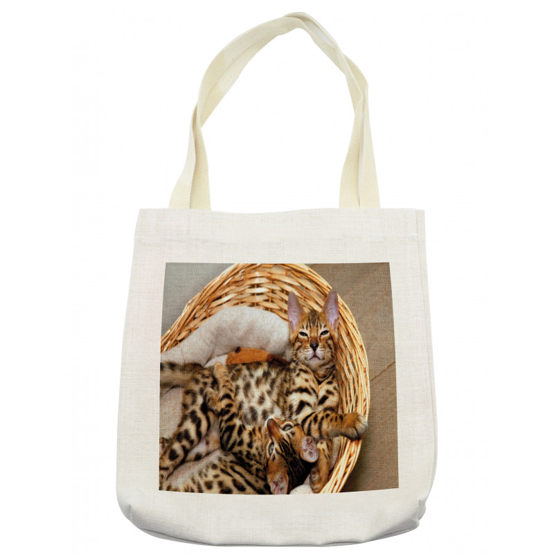 Bengal Cats in Basket Tote Bag