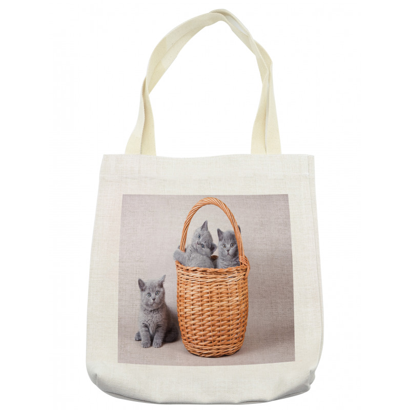 British Cats in Basket Tote Bag