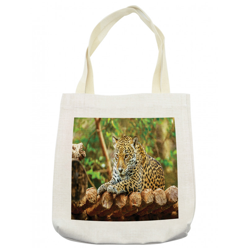 Jaguar on Wood Wild Feline Tote Bag