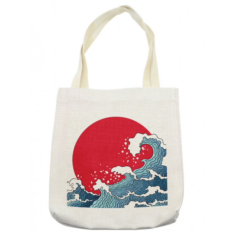 Red Sun Tsunami Tote Bag