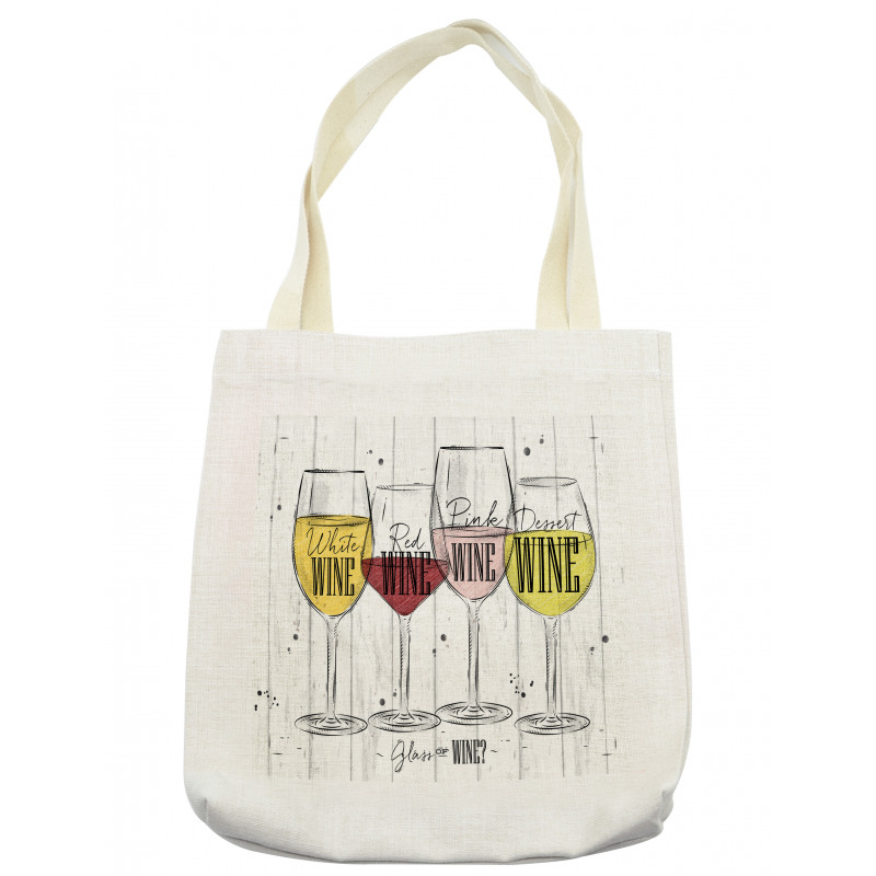 4 Types of Wine Rustic Tote Bag