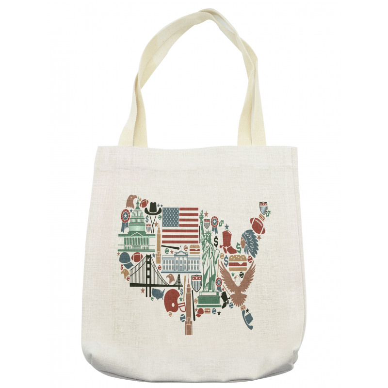 Travel Landmarks USA Flag Tote Bag