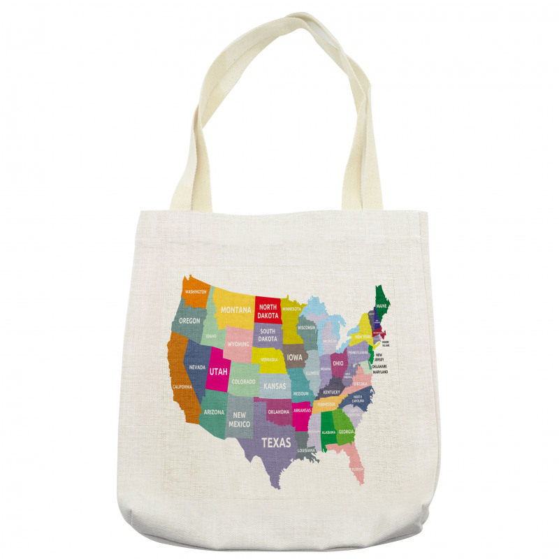 USA Map Colorful States Tote Bag