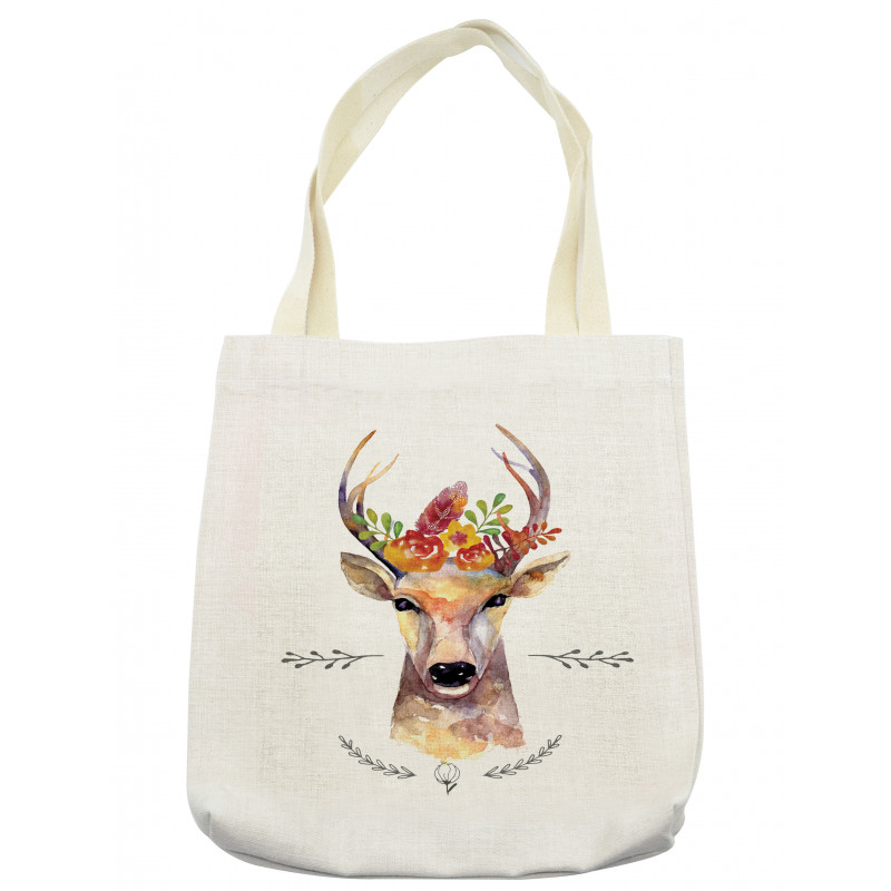 Watercolor Deer Rustic Tote Bag