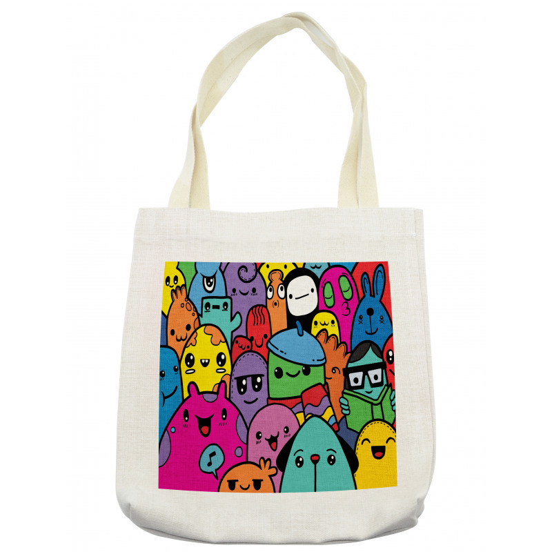 Colorful Doodle Monsters Tote Bag