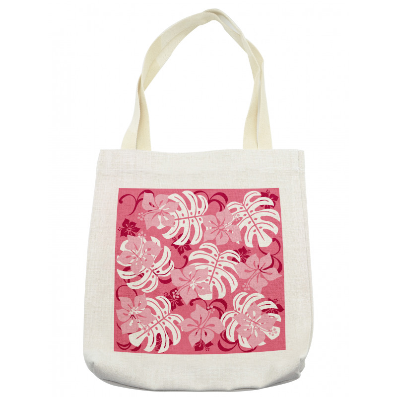 Monstera Leaves Blossoms Tote Bag