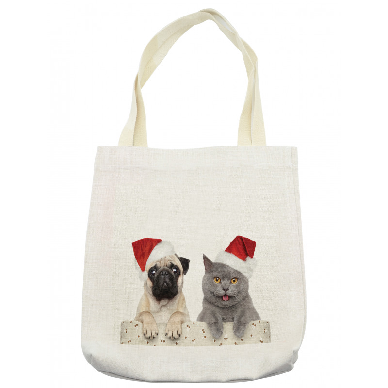 Christmas Themed Dog Photo Tote Bag