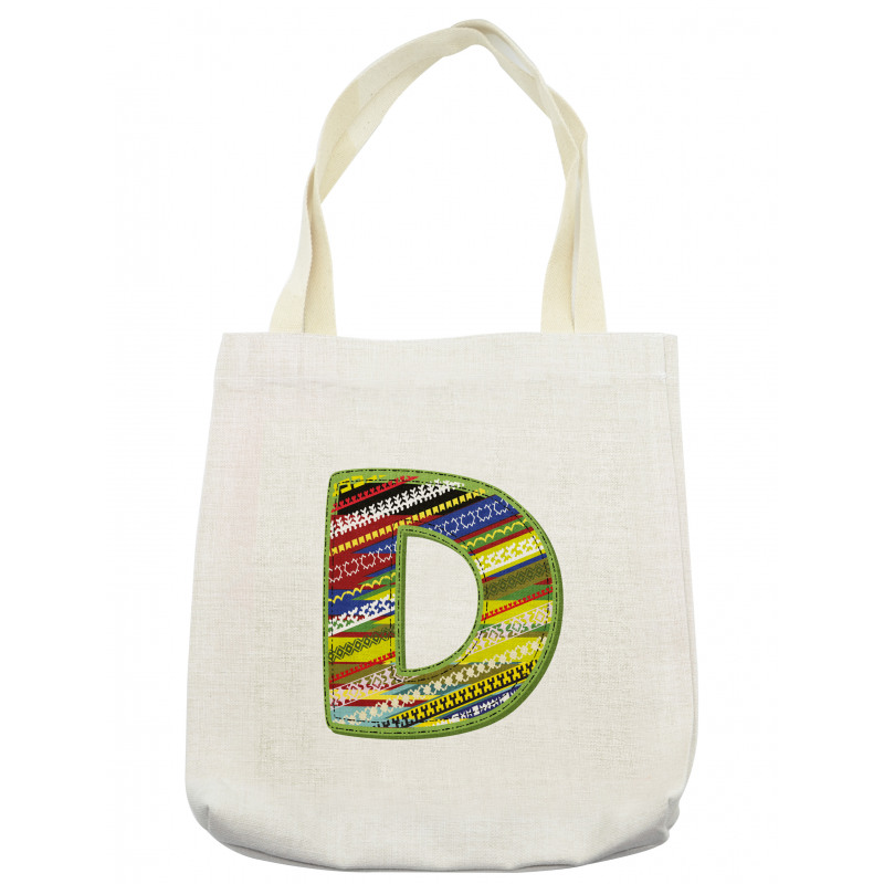 Letter Ornament Retro Tote Bag