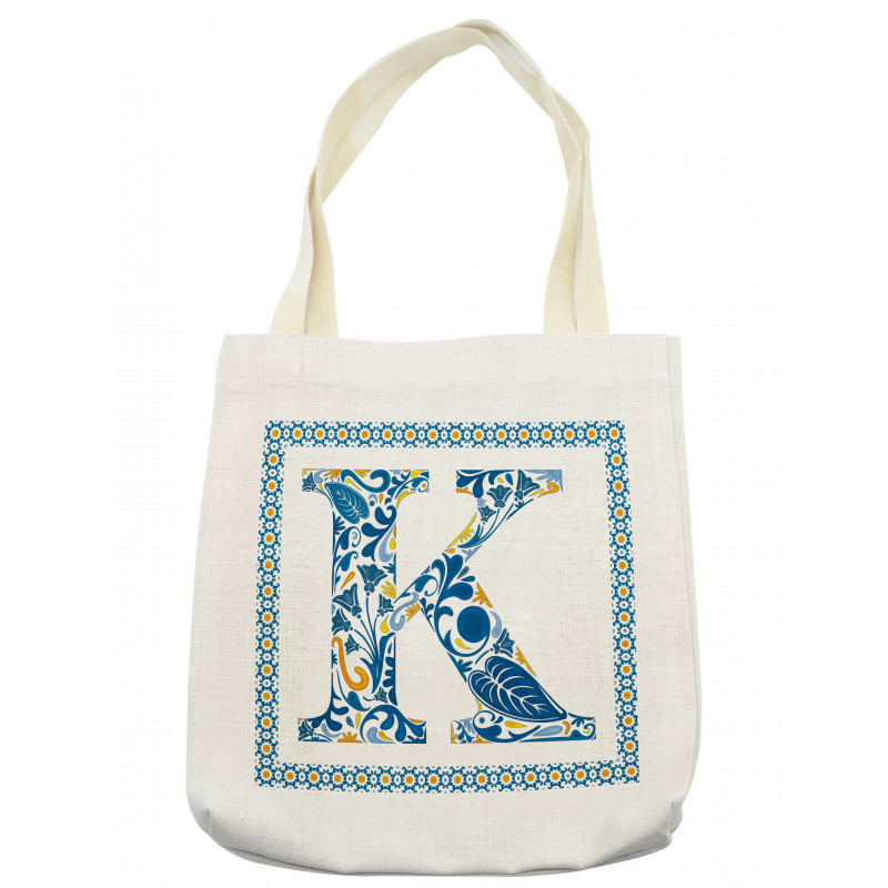 Leaves Blooms Initial Tote Bag