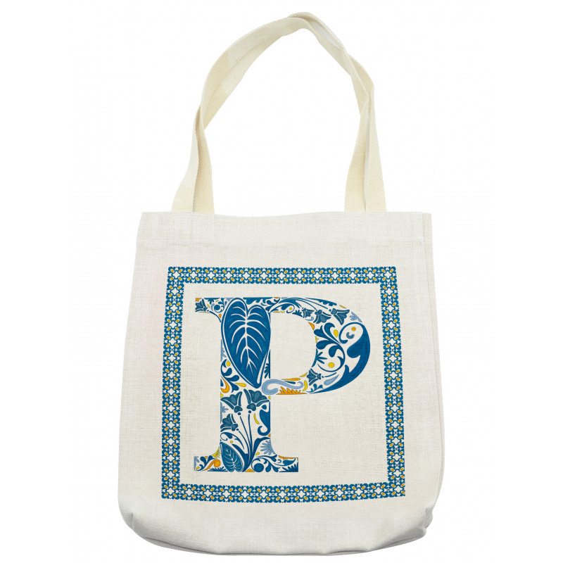 P and Forest Leaves Tote Bag