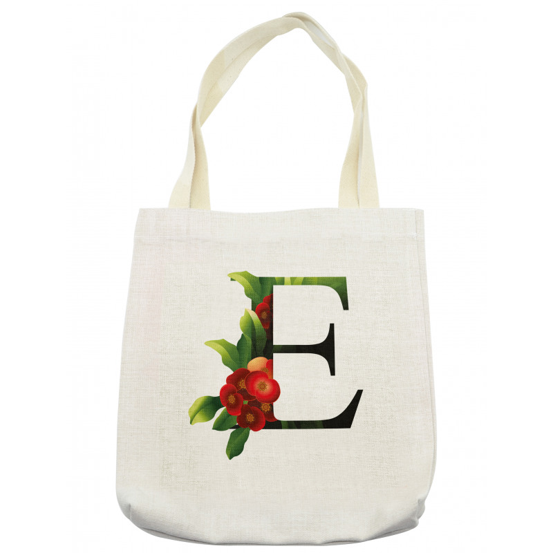 Alphabet Red Blooms Tote Bag