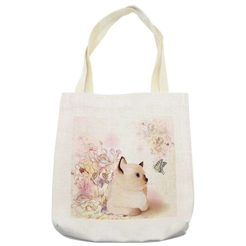 Pastel Kitty and Butterflies Tote Bag