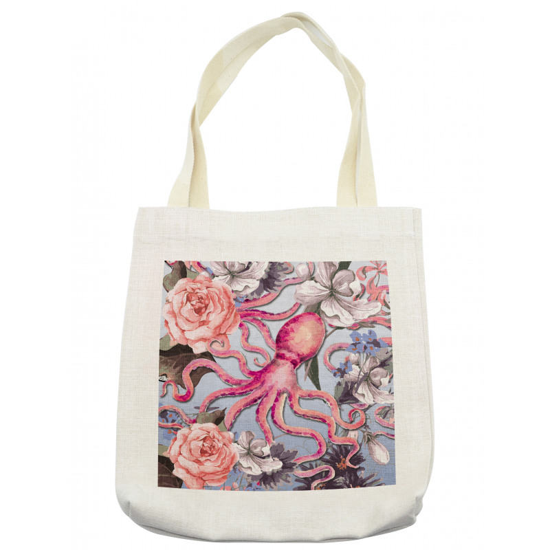 Animal Watercolor Flowers Tote Bag