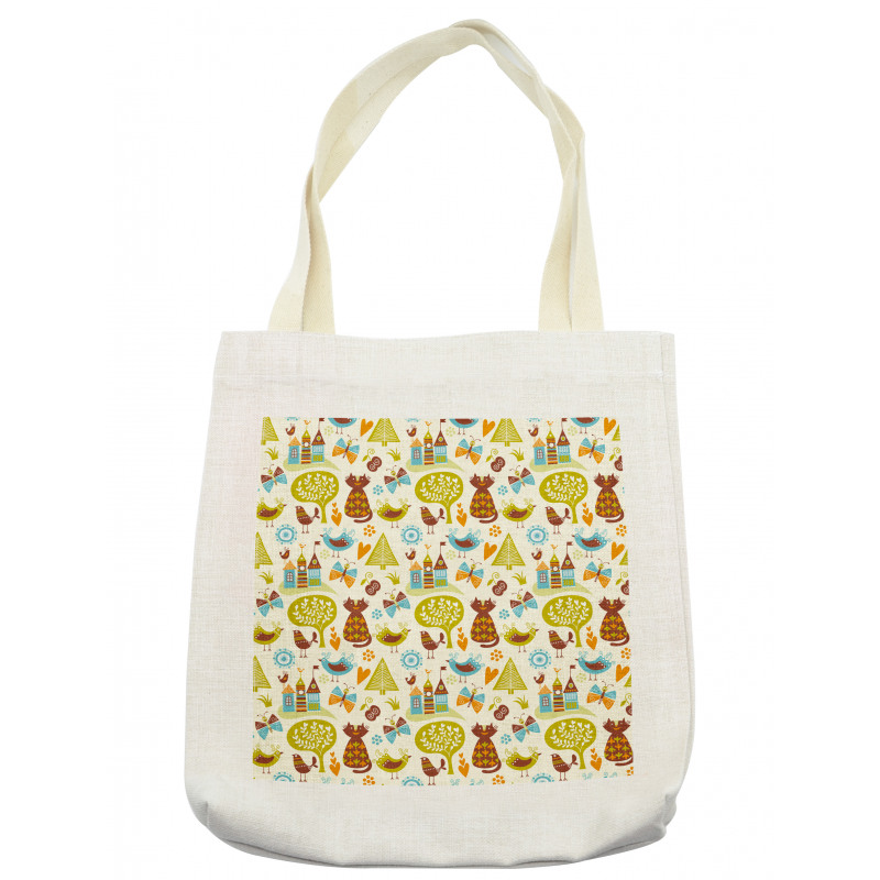 Cats Birds Butterfly Tote Bag