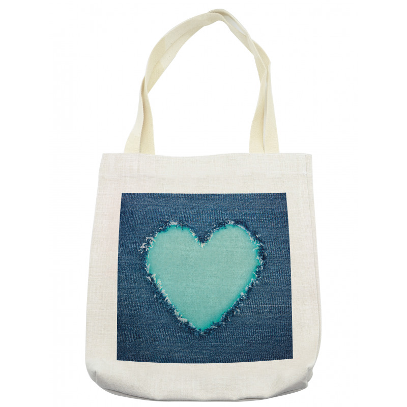 Denim Heart Love Tote Bag