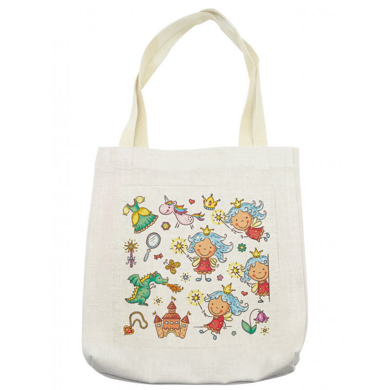 Cartoon Princess Motif Tote Bag