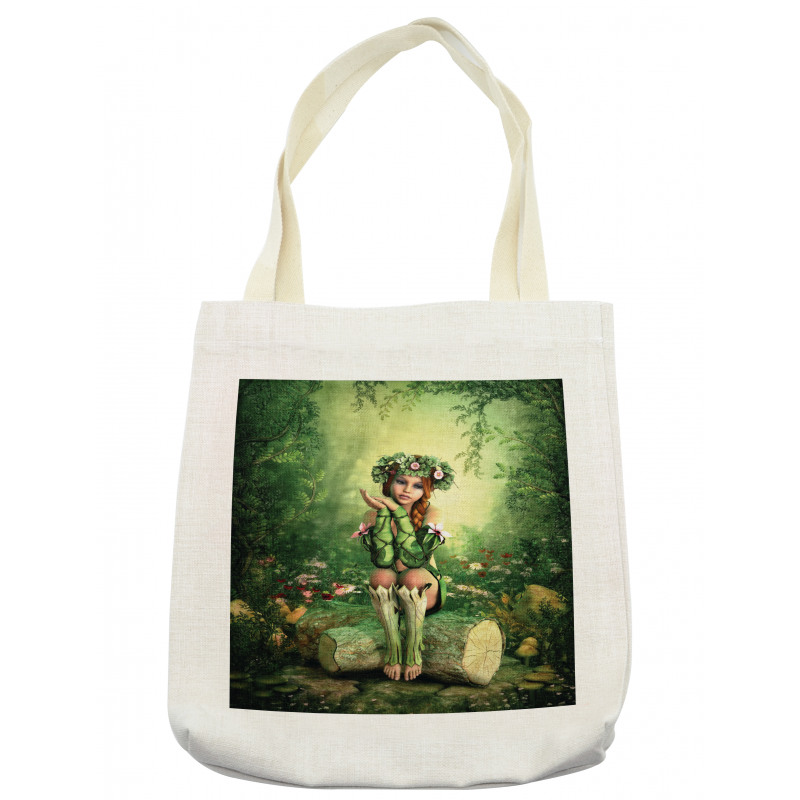 Elf Girl with Wreath Tree Tote Bag