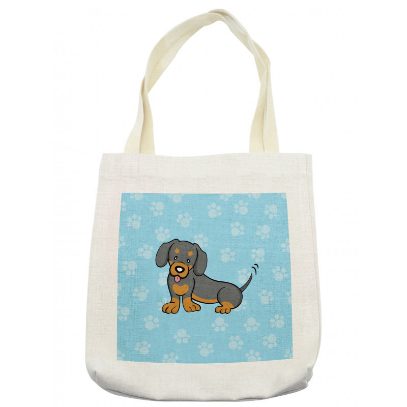 Happy Puppy Cartoon Tote Bag