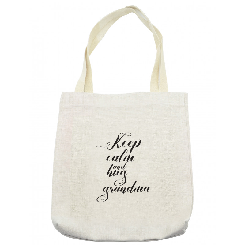 Hugging Grandma Calligraphy Tote Bag